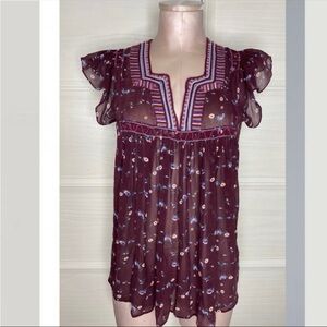 Ulla Johnson Silk Floral Sheer Top Sz 4